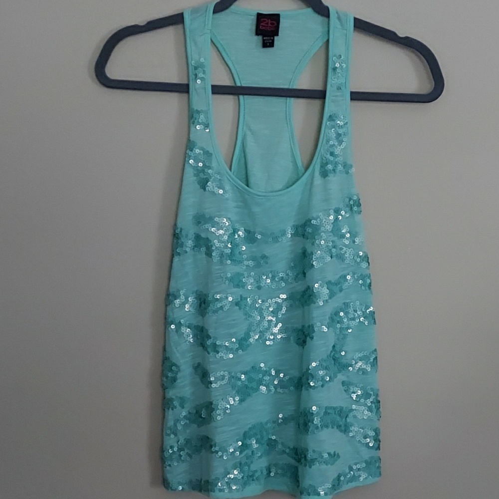 2B BEBE mint racerback sequined tank size S